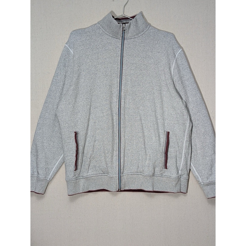 Robert‎ Graham 1/4 Zip Sweatshirt Mens XL Gray Elbow Patches Knit Trim